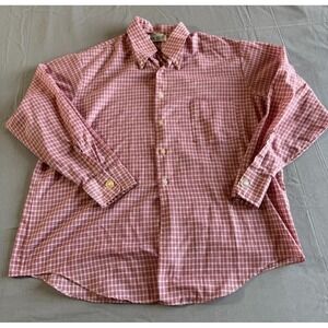 Vintage KMart Shirt 17 Large Permanent Press‎ Red Check Boho Men's